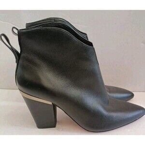 1.STATE Womens Leather Pointed Toe Ankle Boots Black Sz 9 1S-CORBEN Boho Western